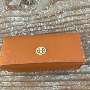 TORY BURCH Sun Glasses Eye Glasses Case  Orange Gold Logo Accessories.